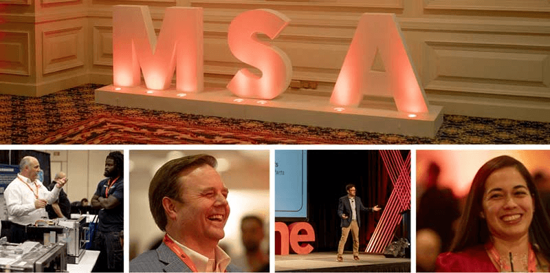Giant illuminated MSA letters on display at the annual convention